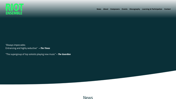 Screenshot of the The Riot Ensemble website