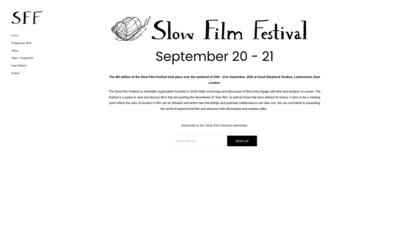 Screenshot of the Slow Short Film Festival website