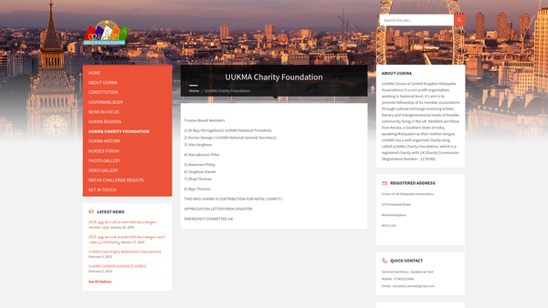 Screenshot of the Uukma Charity Foundation website