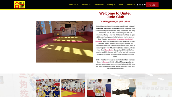 Screenshot of the United Judo website