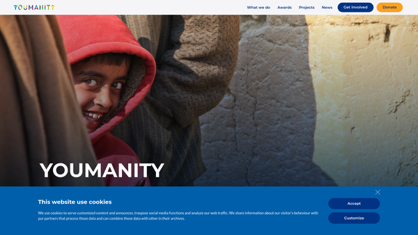 Screenshot of the Youmanity website