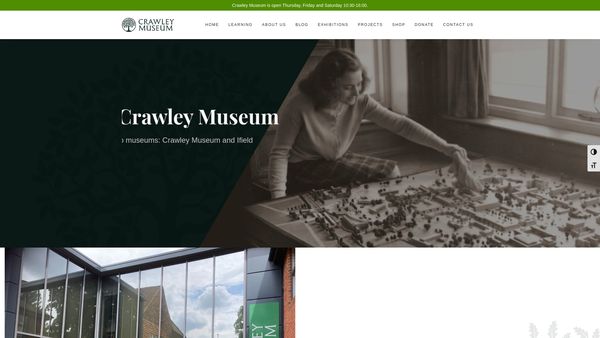 Screenshot of the Crawley Museums CIO website
