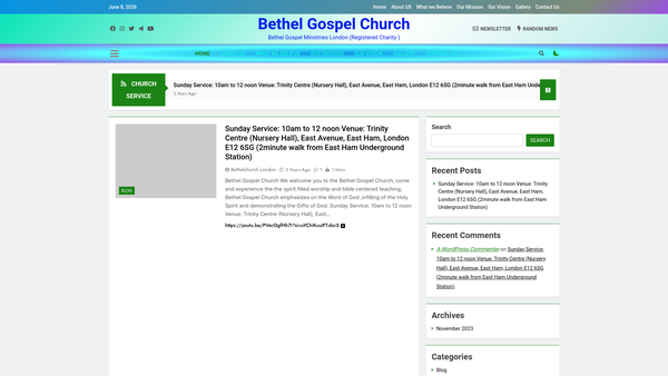 Screenshot of the Bethel Gospel Ministries London website