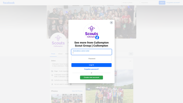 Screenshot of the Cullompton Scout Council website