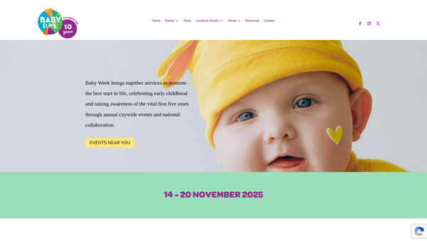 Screenshot of the Baby Week website