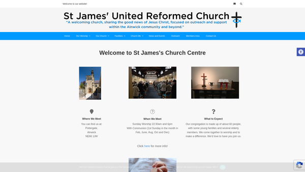Screenshot of the St James's Alnwick United Reformed Church Charity website