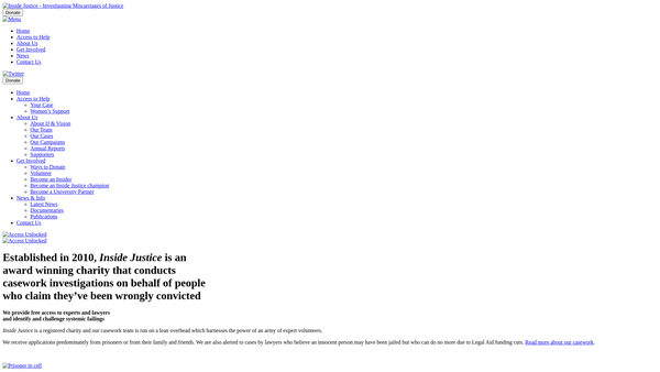 Screenshot of the Inside Justice website