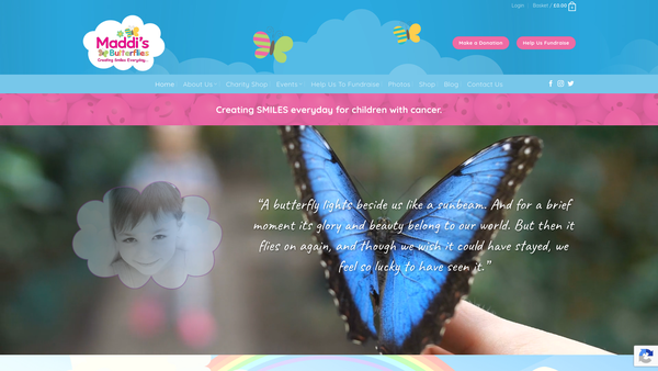 Screenshot of the Maddi's Butterflies website