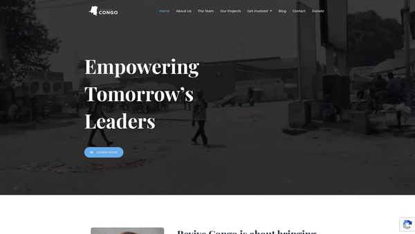 Screenshot of the Revive Congo website
