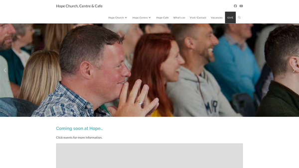 Screenshot of the Hope Church website