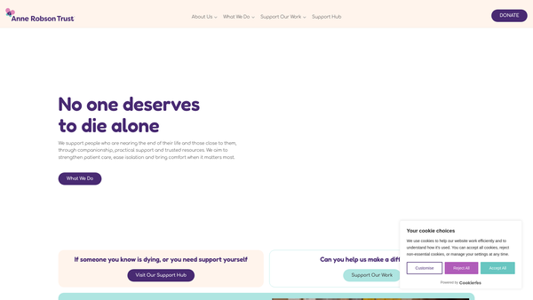 Screenshot of the The Anne Robson Trust website