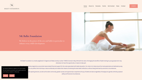 Screenshot of the Nk Ballet Foundation website