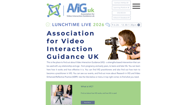 Screenshot of the Association For Video Interaction Guidance UK website