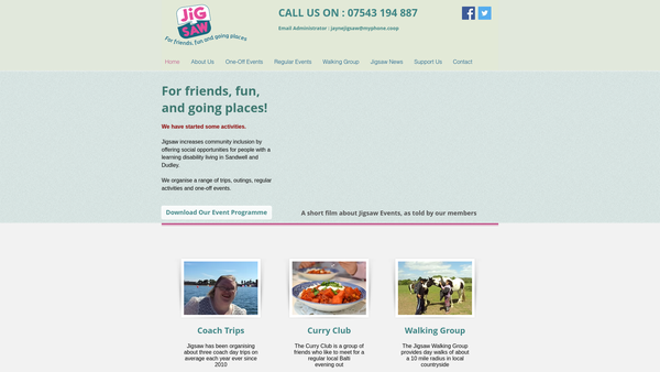 Screenshot of the Jigsaw Events website