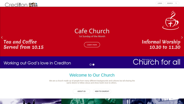 Screenshot of the Crediton Methodist Church website
