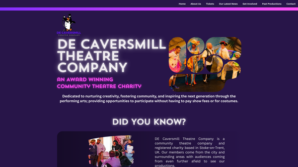 Screenshot of the De Caversmill Theatre Company website