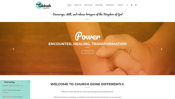 Screenshot of the Celebrate Church website