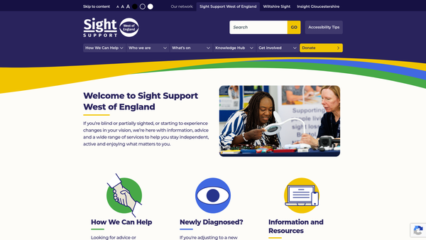 Screenshot of the Sight Support West of England website