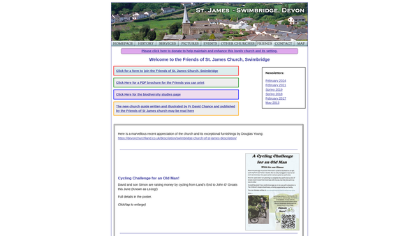 Screenshot of the The Friends Of St James Church, Swimbridge website