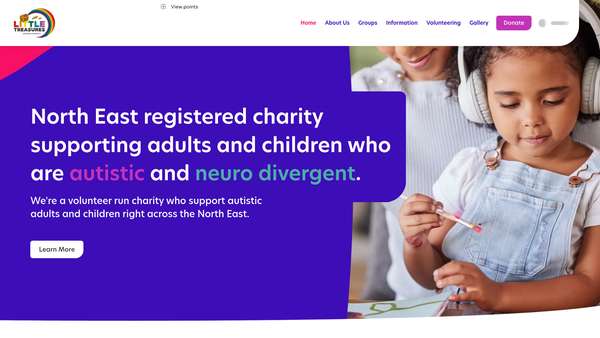 Screenshot of the Little Treasures website