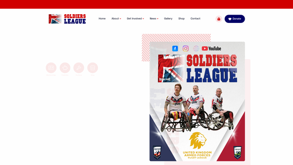 Screenshot of the Soldiers League Charity website