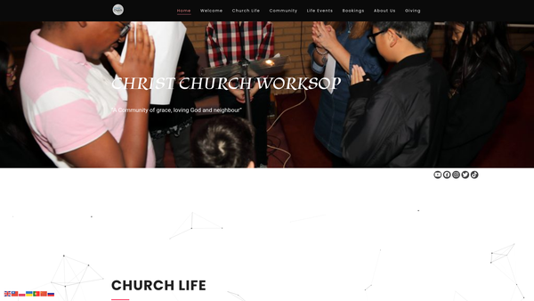 Screenshot of the Christ Church Worksop & St Lukes Shireoaks Pcc website