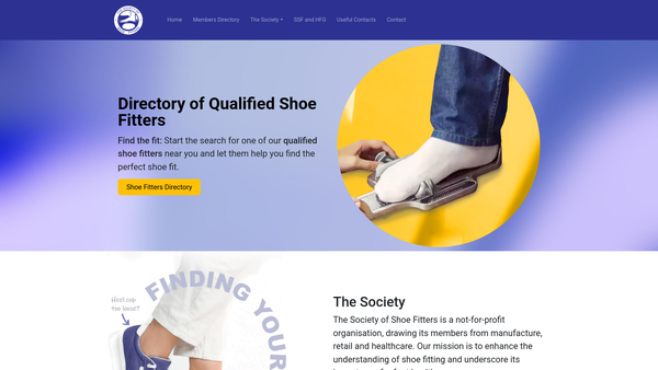 Screenshot of the The Society Of Shoefitters website