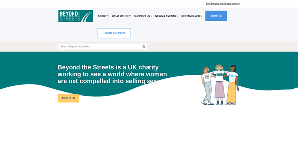 Screenshot of the Beyond The Streets website