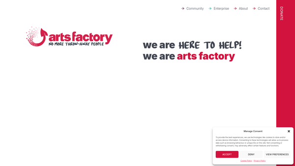 Screenshot of the Arts Factory Ltd website