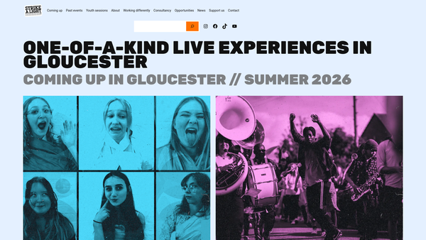 Screenshot of the Strike A Light (Gloucester) website