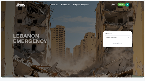 Screenshot of the Imam Hussein Charity website