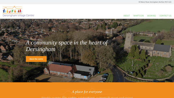 Screenshot of the Dersingham Village Centre Association website