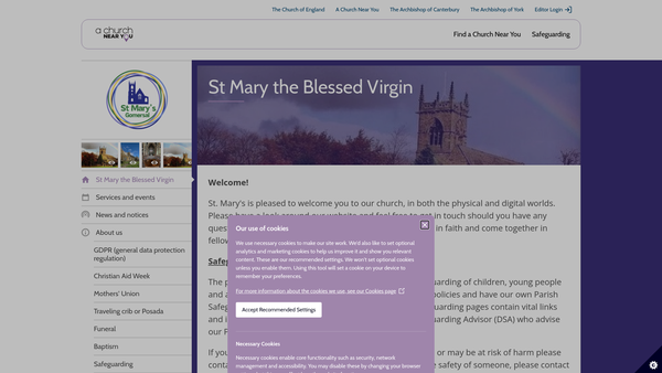 Screenshot of the The Parochial Church Council Of The Ecclesiastical Parish Of St Mary The Blessed Virgin, Gomersal website