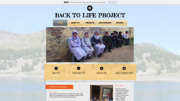 Screenshot of the Back To Life Project website