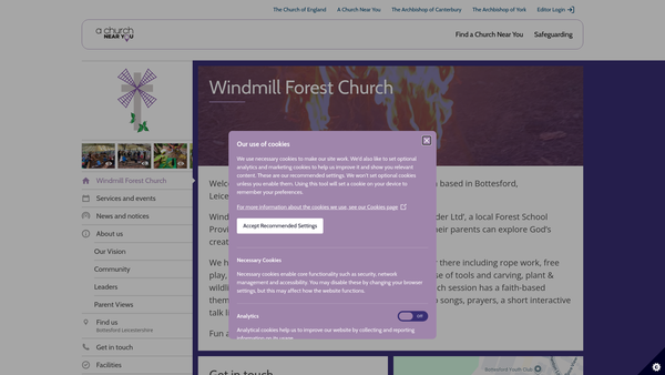 Screenshot of the Windmill Missional Community website