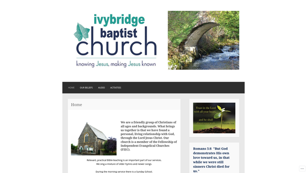 Screenshot of the Ivybridge Baptist Church website