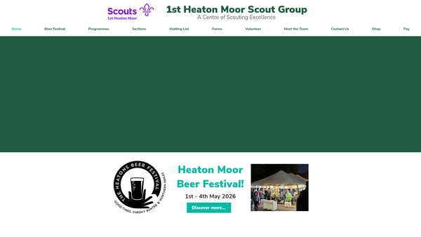 Screenshot of the 1st Heaton Moor Scout Group website
