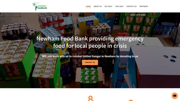 Screenshot of the Newham Foodbank website