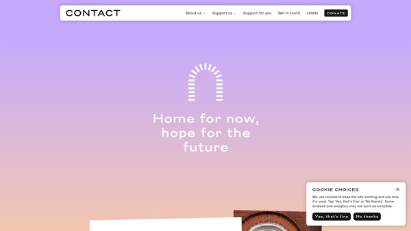 Screenshot of the Contact website