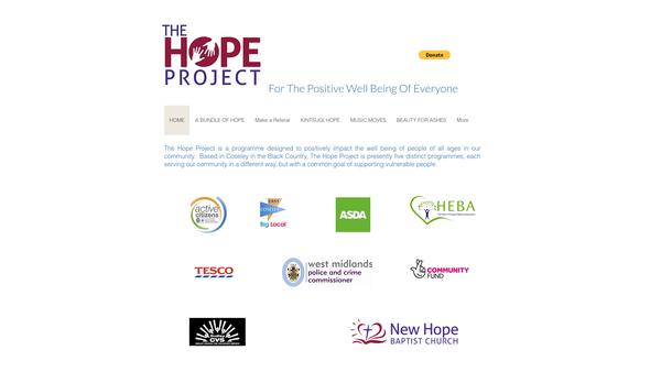 Screenshot of the The Hope Project website