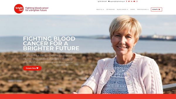 Screenshot of the Bright Red Charity website