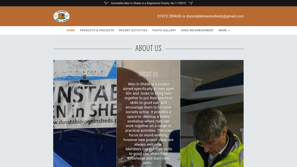 Screenshot of the Dunstable Men In Sheds website