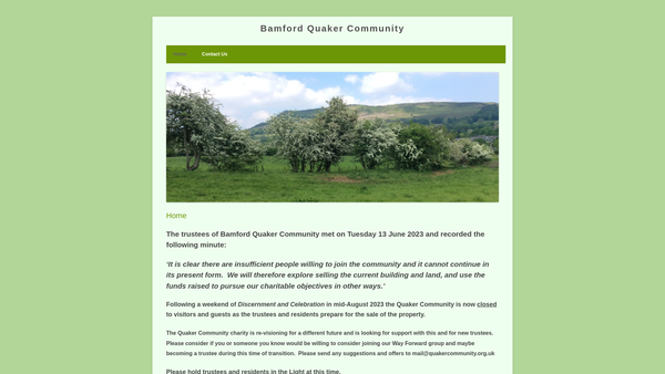Screenshot of the Quaker Community Bamford website