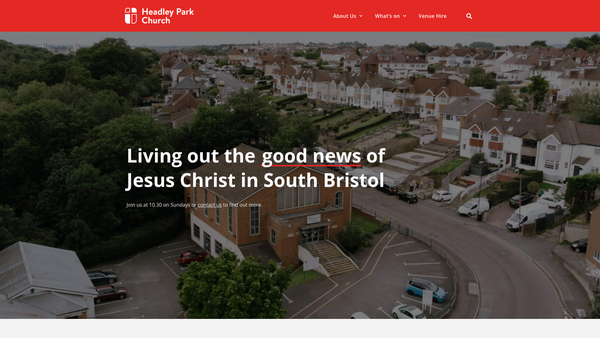 Screenshot of the Headley Park Church website