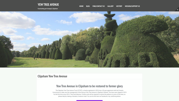 Screenshot of the Clipsham Yew Tree Avenue Trust website