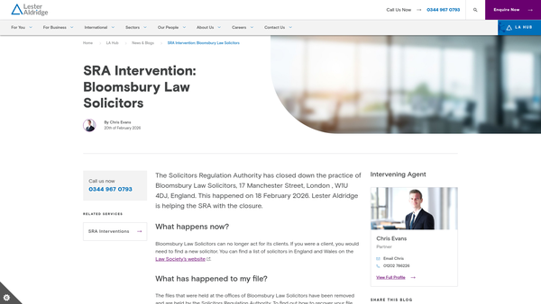 Screenshot of the Bloomsbury Law Foundation website