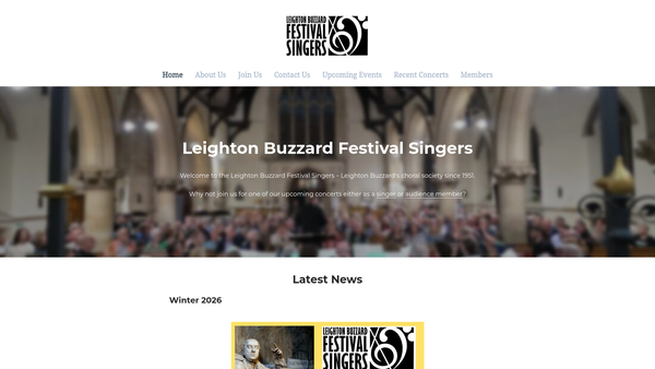 Screenshot of the Leighton Buzzard Festival Singers website