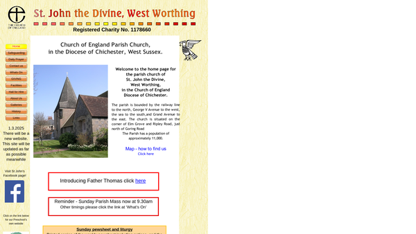 Screenshot of the The Parochial Church Council Of The Ecclesiastical Parish Of St. John The Divine, West Worthing website