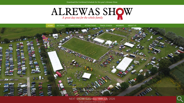 Screenshot of the The Alrewas And District Agricultural And Horticultural Society website