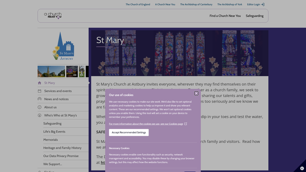 Screenshot of the The Parochial Church Council Of The Ecclesiastical Parish Of St Mary Astbury website